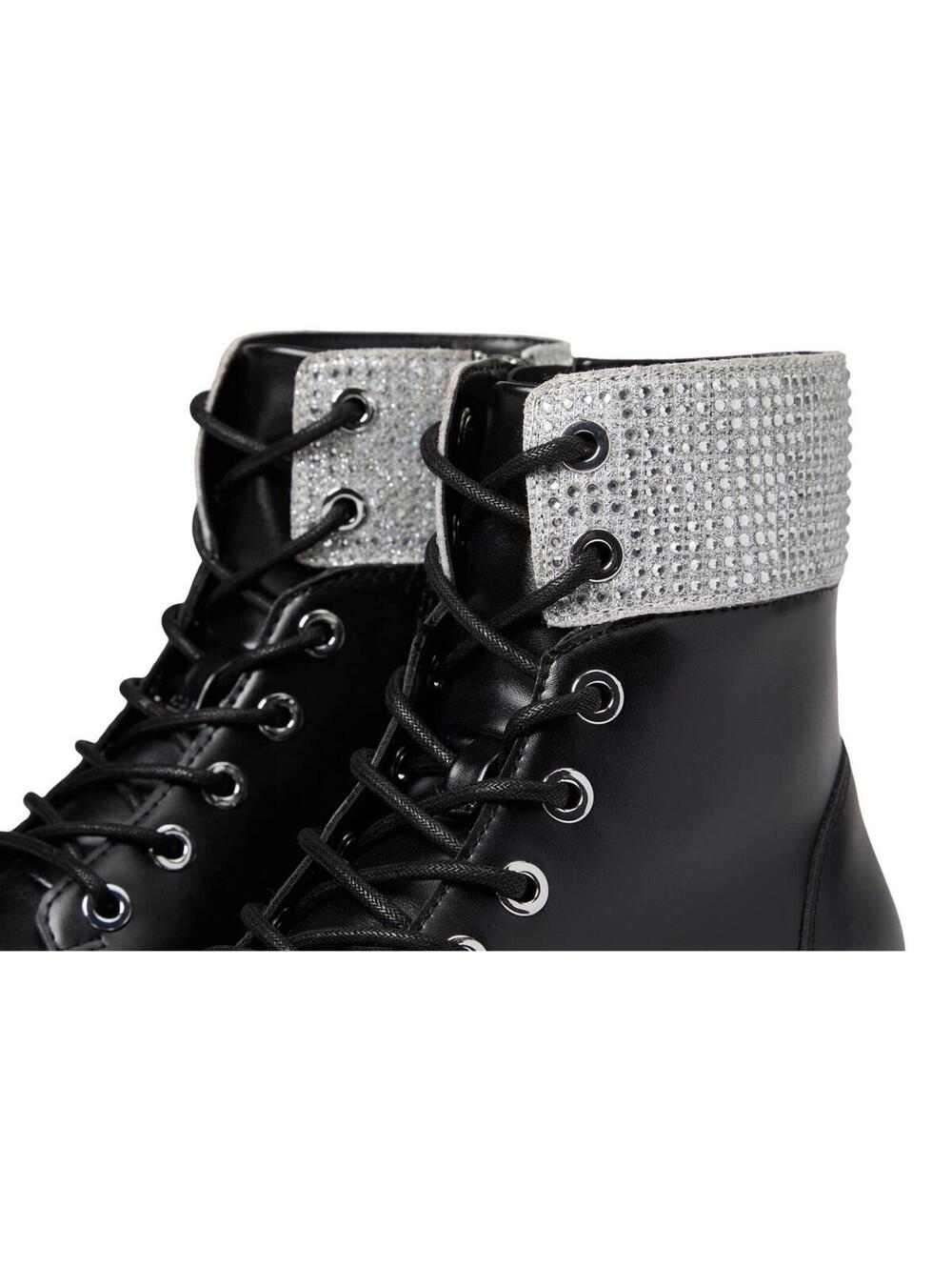 Michael Kors Alistair Combat Bootie Black Silver Rhinestone Boots Bling 8.5 NEW - Picture 2 of 6